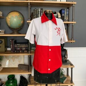 White Red, Shirt, Polo, by Southland, Size S, School, SRMS, Horse Logo, Short